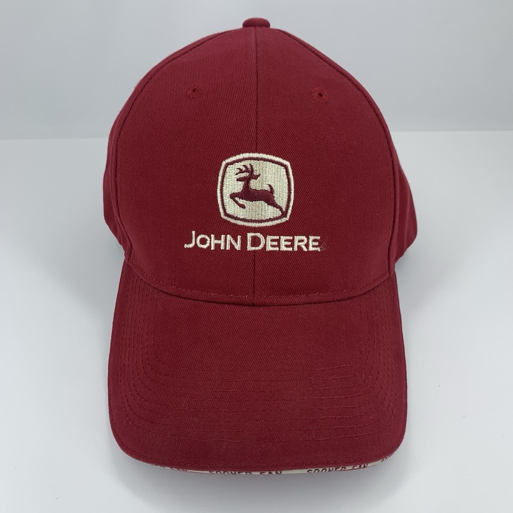 P&K Equipment John Deere Hat Go Sooners Red Adjustable Baseball Cap
